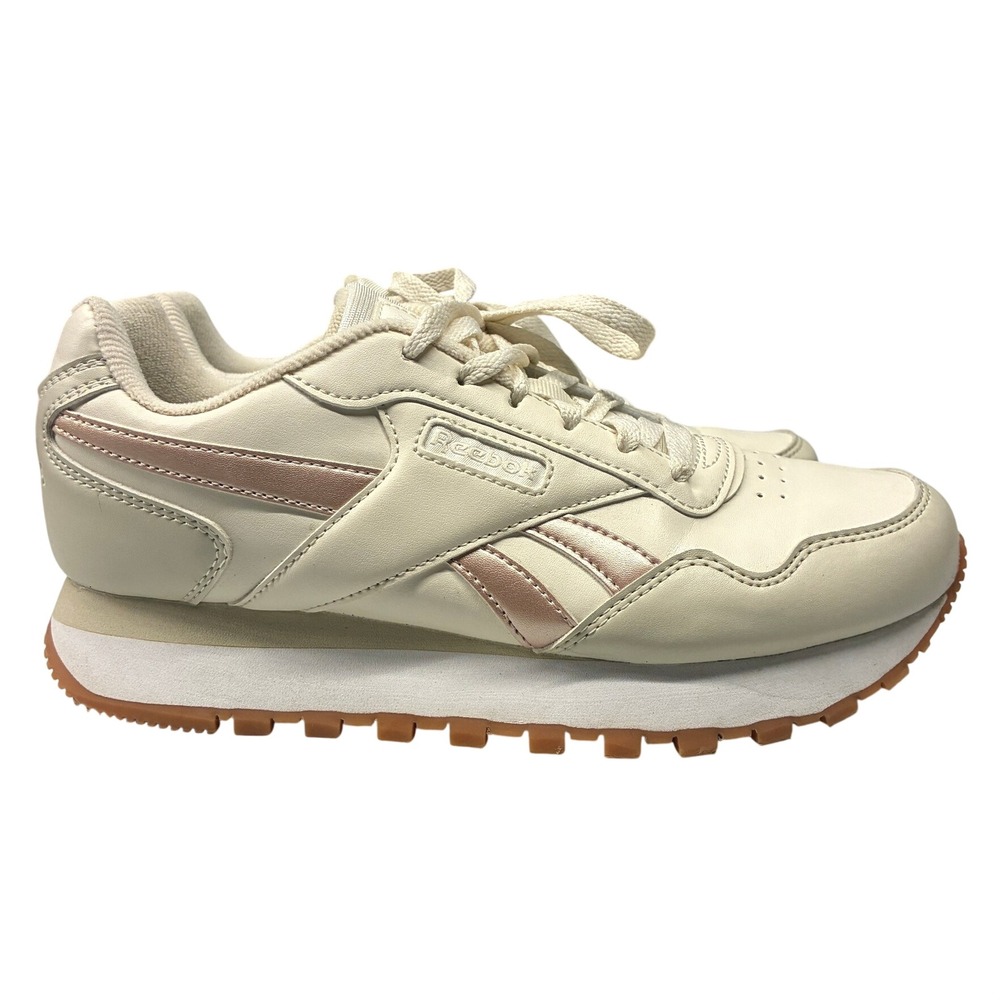 Reebok Classic Platform Sneakers Womens 7.5 Cream Rose Gold Gum Sole Athleisure